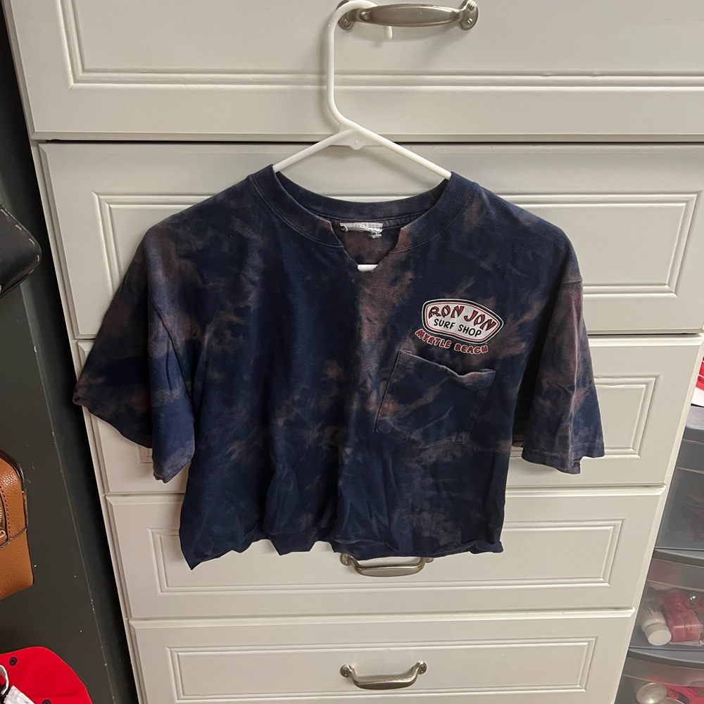 cropped & bleached dyed RON JON shirt